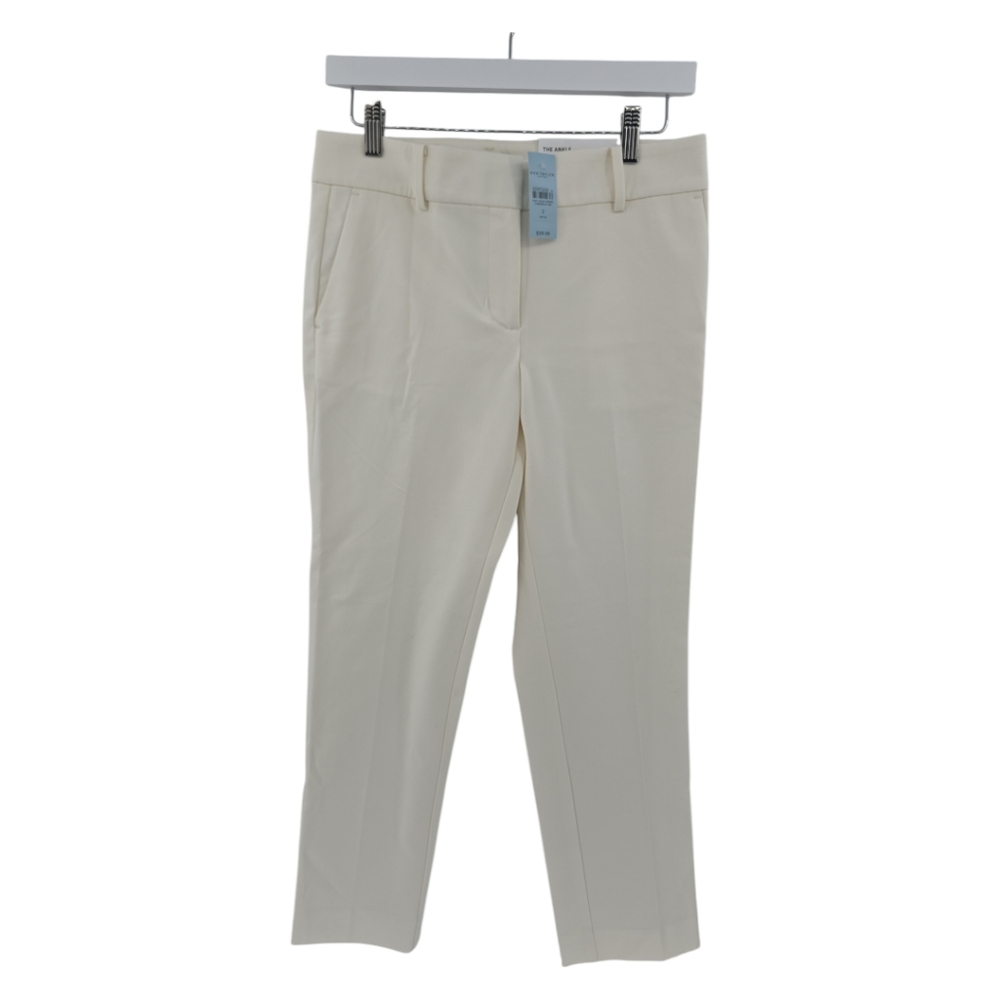 Ann Taylor Factory Ankle Trouser Size 2 Petite Winter White Slim Leg Ret…